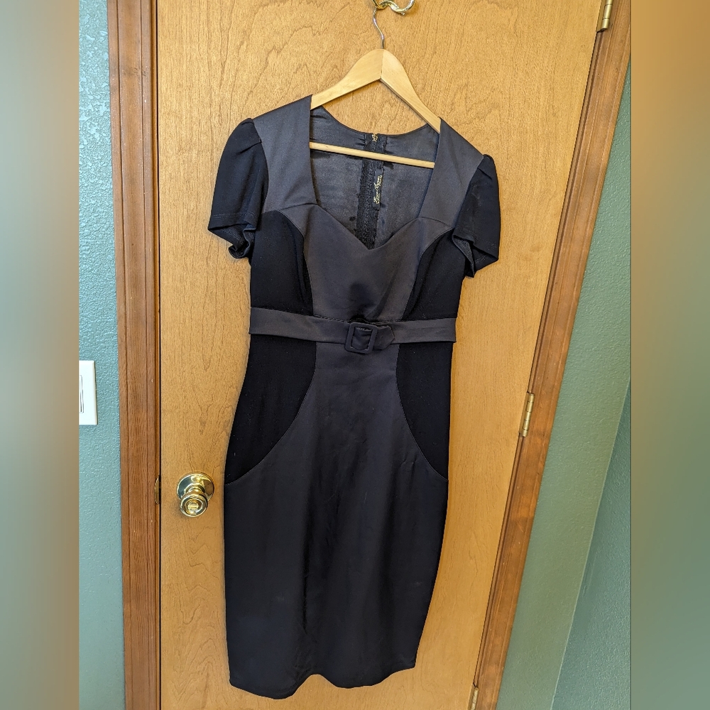 Laura Byrnes for Pinup Couture black wiggle dress, size large